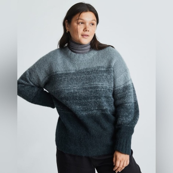 Everlane The Gradient Grey Ombre Alpaca Blend Knit Crewneck Sweater Size Medium - Picture 1 of 8